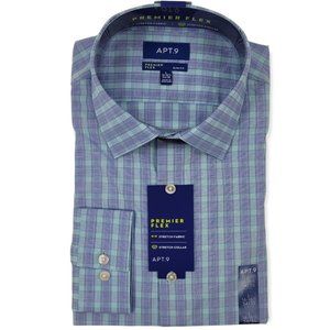 Mens APT 9 Premier Flex, Slim Fit, Stretch Fabric Collar, Size L 16-16.5 34/35